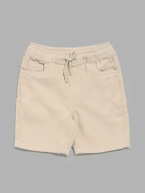 HOP Kids Solid Beige Shorts