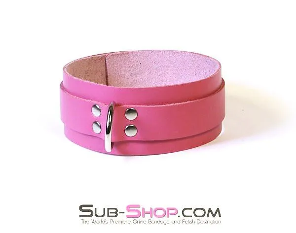 1661A      Slave to Love Hot Pink Leather Bondage Collar