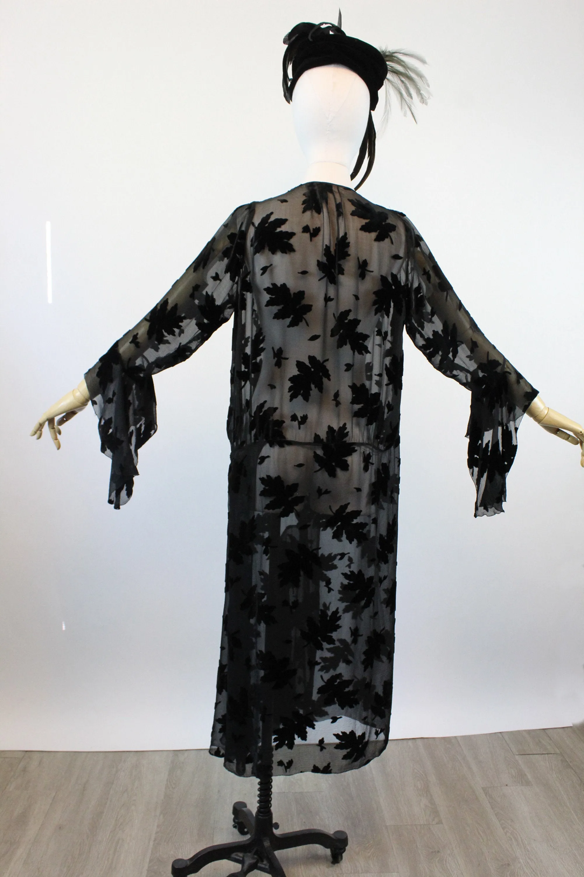 1920s TRUMPET SLEEVES burnout velvet dress large xl volup | new fall