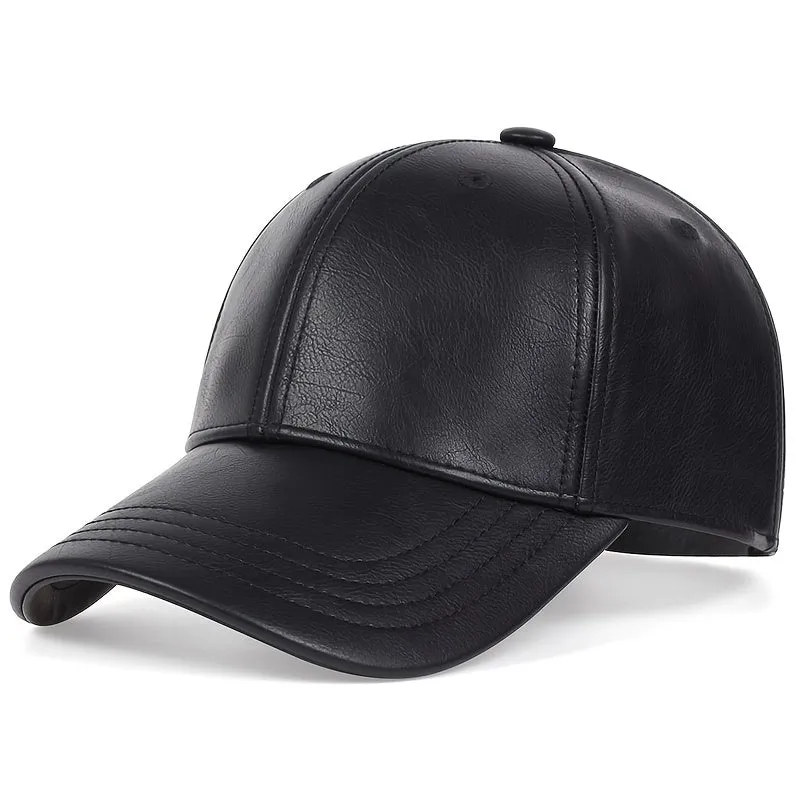 1pc Stylish Men's PU Leather Baseball Cap, Ideal Gift Choice for Any Occasion