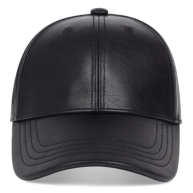 1pc Stylish Men's PU Leather Baseball Cap, Ideal Gift Choice for Any Occasion