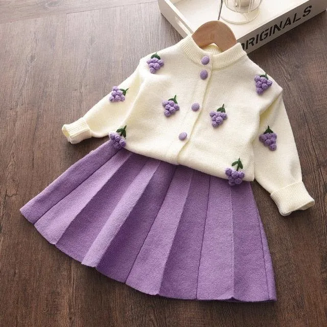 2021 Children spring  Winter Suits Sweater Girl 2Pcs Baby wholesale Sets