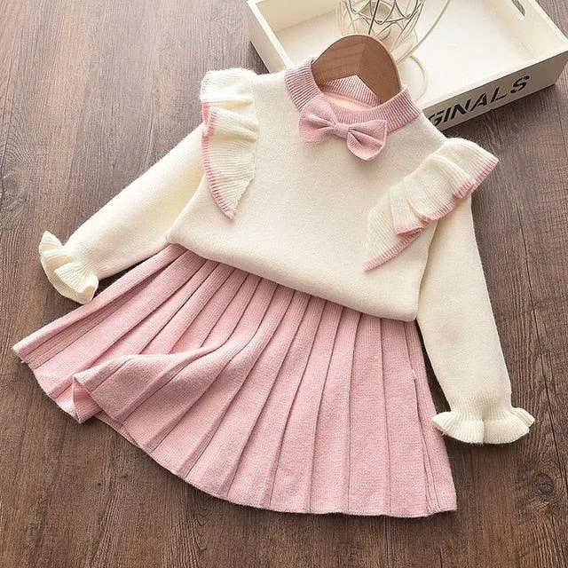 2021 Children spring  Winter Suits Sweater Girl 2Pcs Baby wholesale Sets