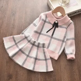 2021 Children spring  Winter Suits Sweater Girl 2Pcs Baby wholesale Sets