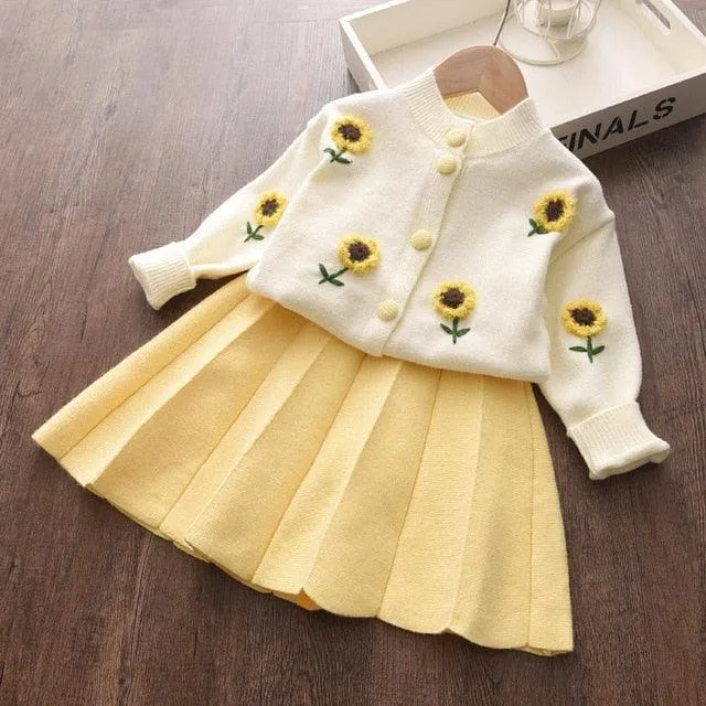 2021 Children spring  Winter Suits Sweater Girl 2Pcs Baby wholesale Sets