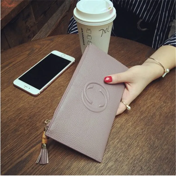 2024 New Hotan and Newn Famous Ultra-Thin Wallet Female Long Leather Zipper Soft Cowhide Female Wallet Bills Mobile Phone Bit