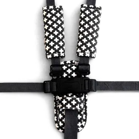 3 Piece Harness Cover Set - Charcoal Crosses