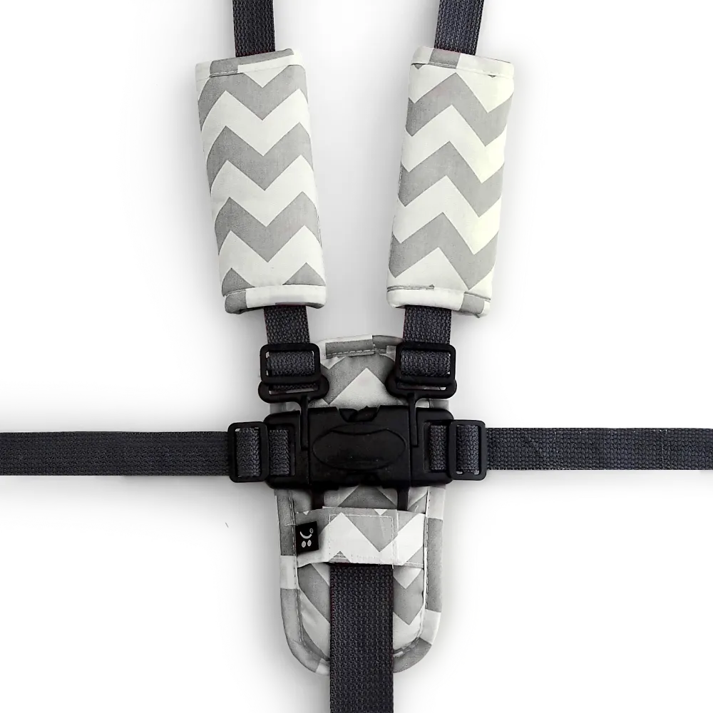 3 Piece Harness Cover Set - Grey Chevron