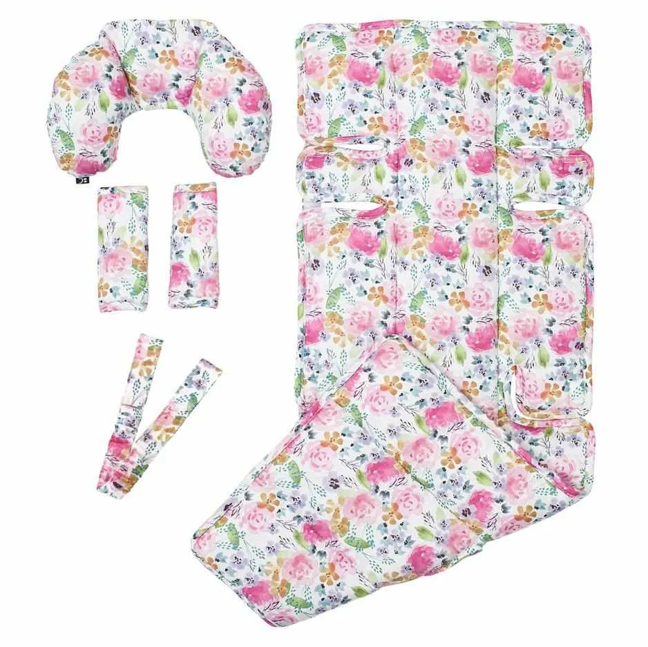 4 Piece Pram Accessories Set - Floral Delight