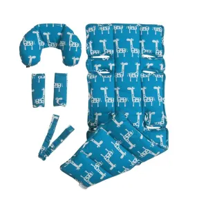 4 Piece Pram Liner Set - Teal Giraffe