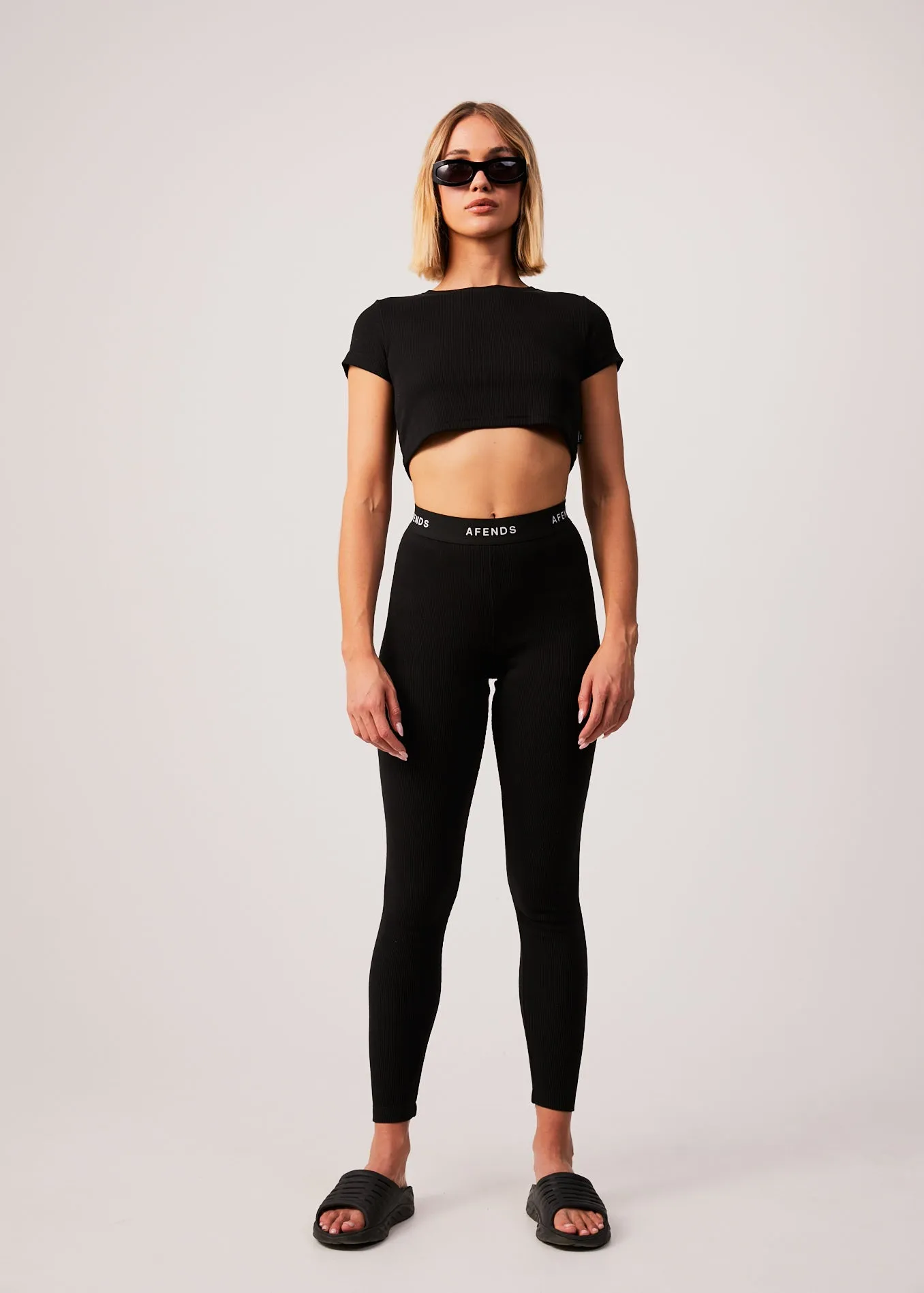 AFENDS Womens Pala - Ribbed Leggings - Black