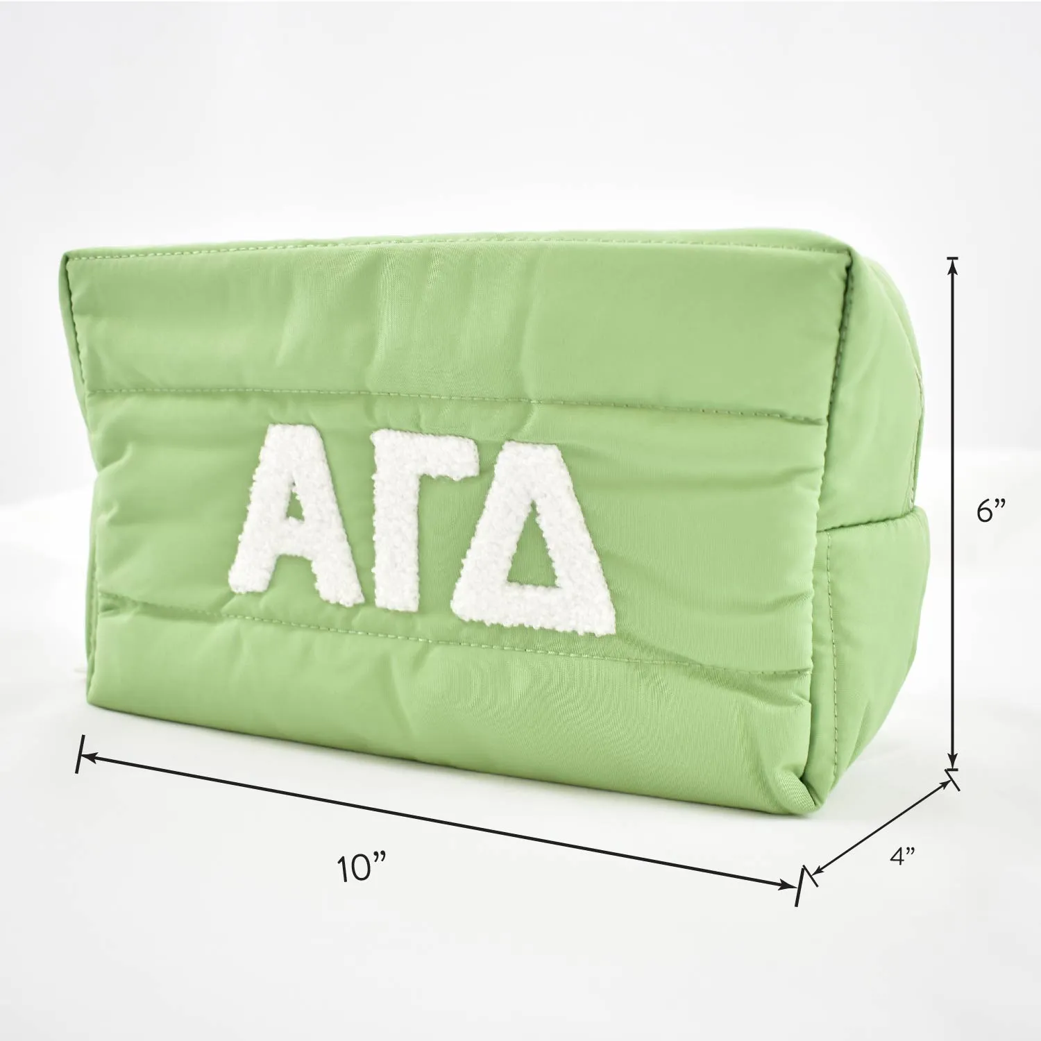 Alpha Omicron Pi Makeup Bag - Puffer Style with Sorority Letters