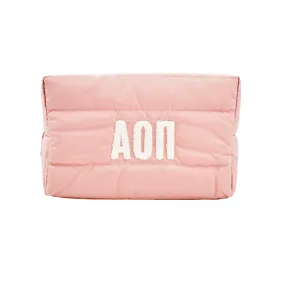 Alpha Omicron Pi Makeup Bag - Puffer Style with Sorority Letters