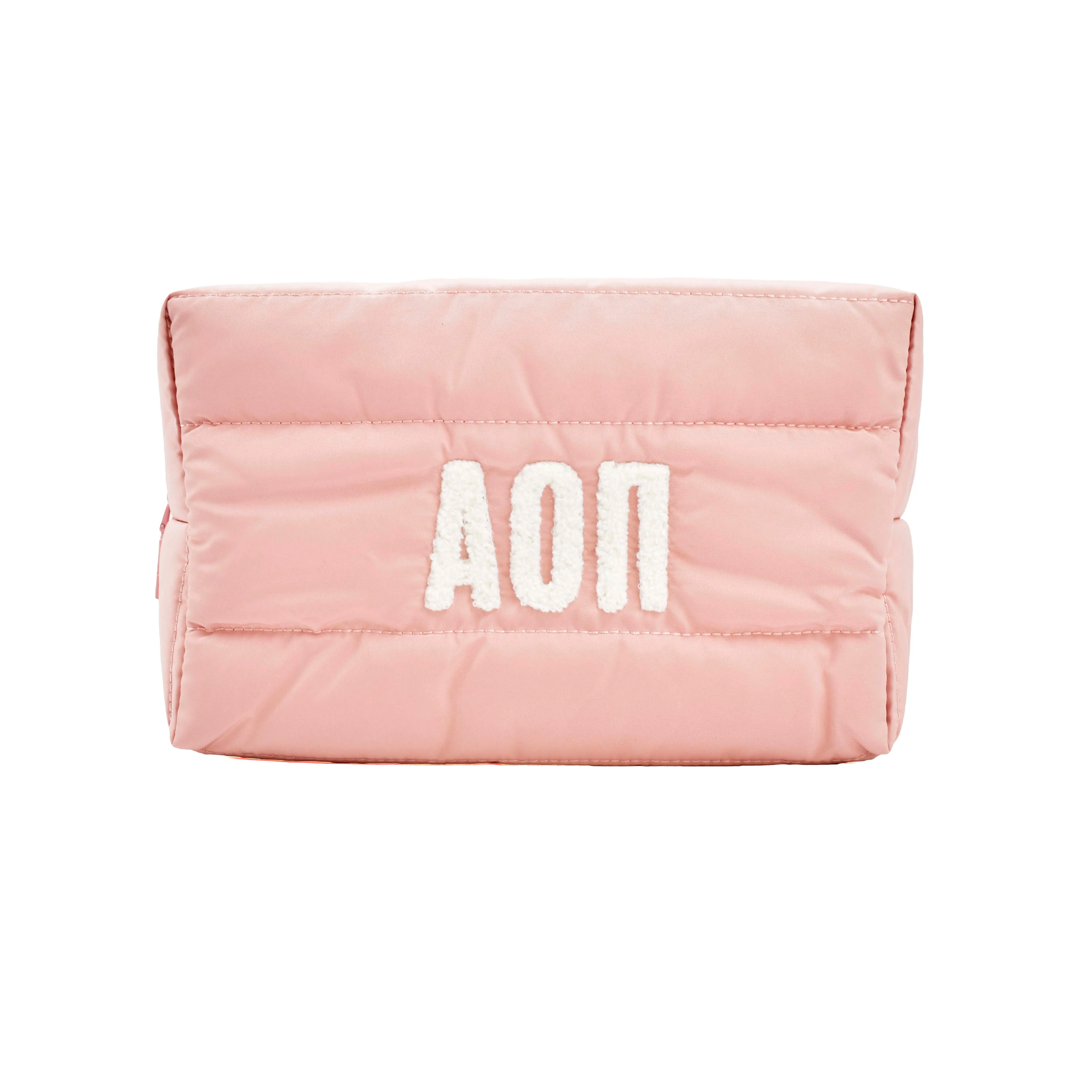 Alpha Omicron Pi Makeup Bag - Puffer Style with Sorority Letters