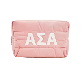 Alpha Sigma Alpha Makeup Bag - Puffer Style with Sorority Letters