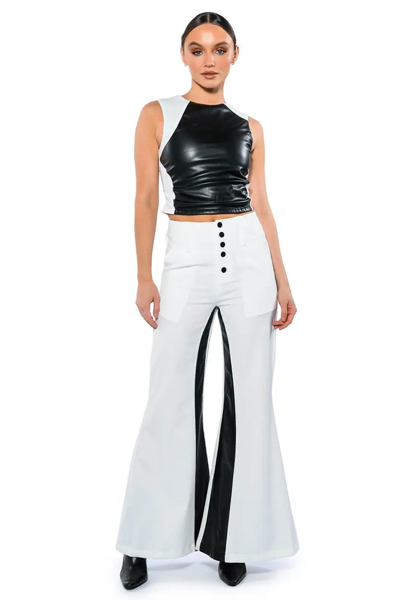 ALWAYS ON FAUX LEATHER CONTRAST TROUSER