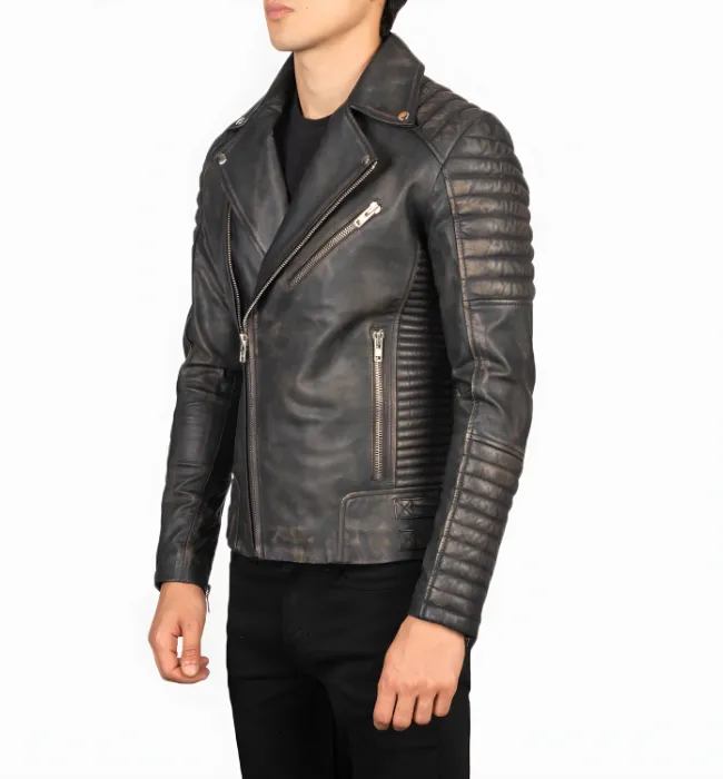 Armand Maroon Leather Biker Jacket