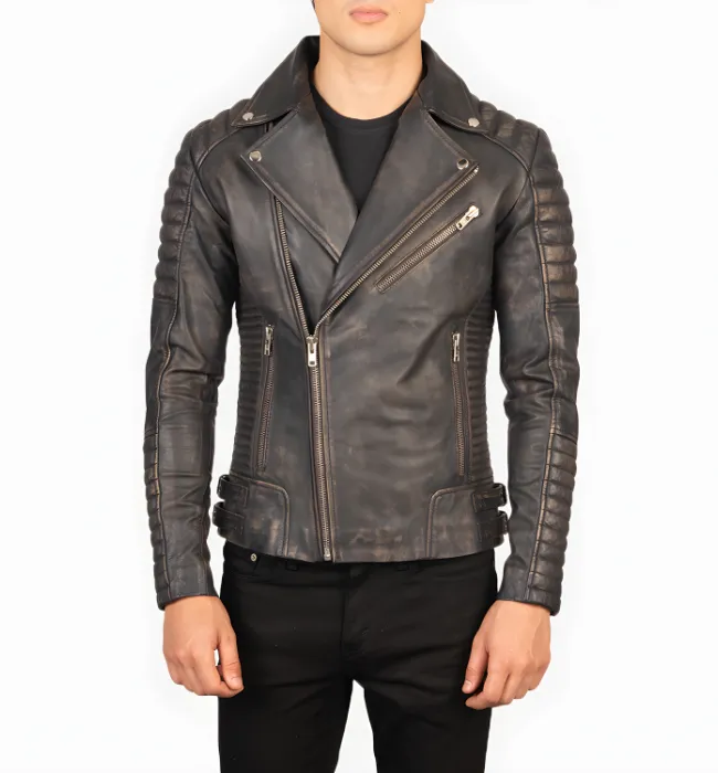 Armand Maroon Leather Biker Jacket