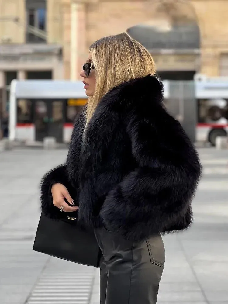 Artificial Fur Cropped Winter Coat