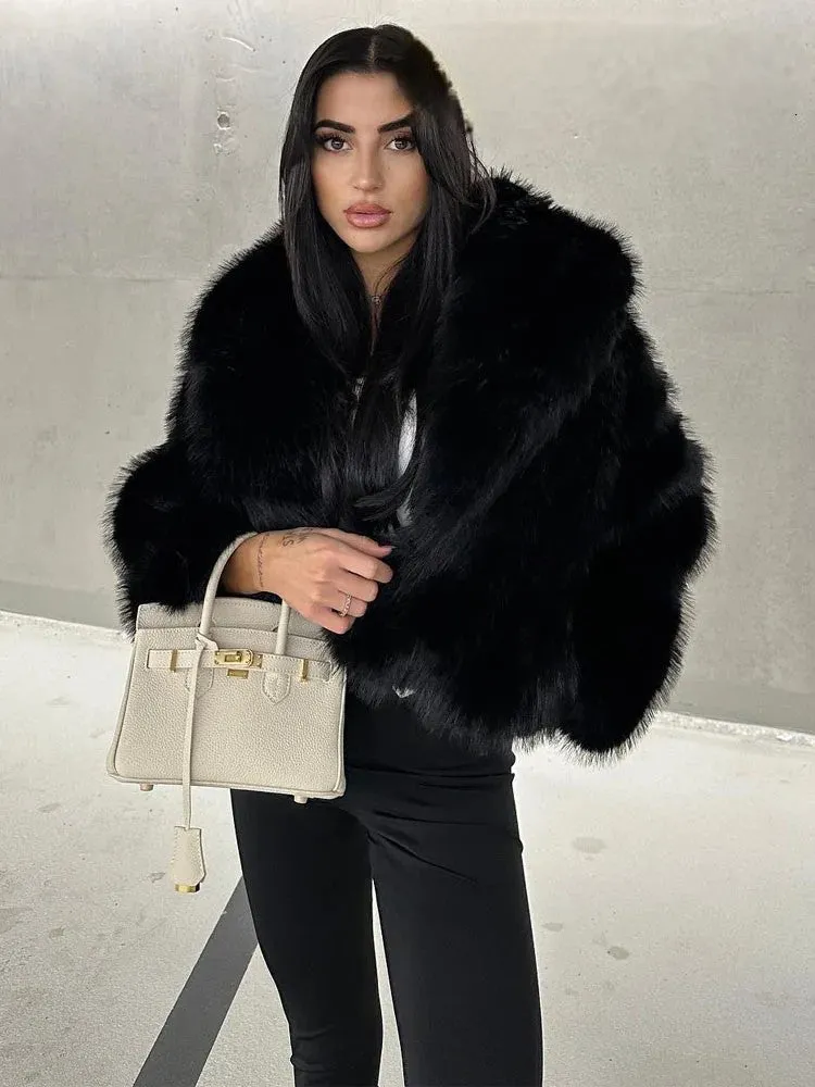 Artificial Fur Cropped Winter Coat