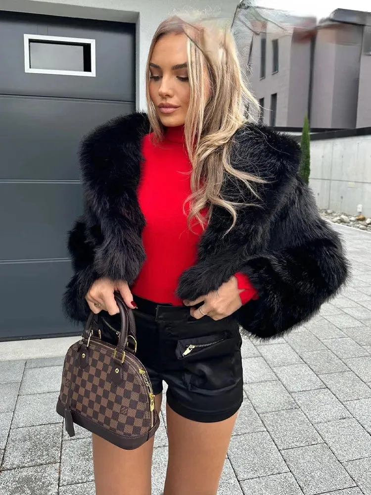 Artificial Fur Cropped Winter Coat