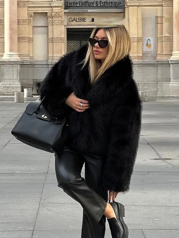 Artificial Fur Cropped Winter Coat