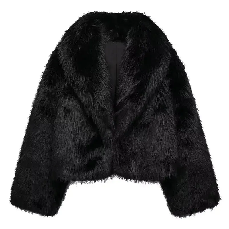 Artificial Fur Cropped Winter Coat