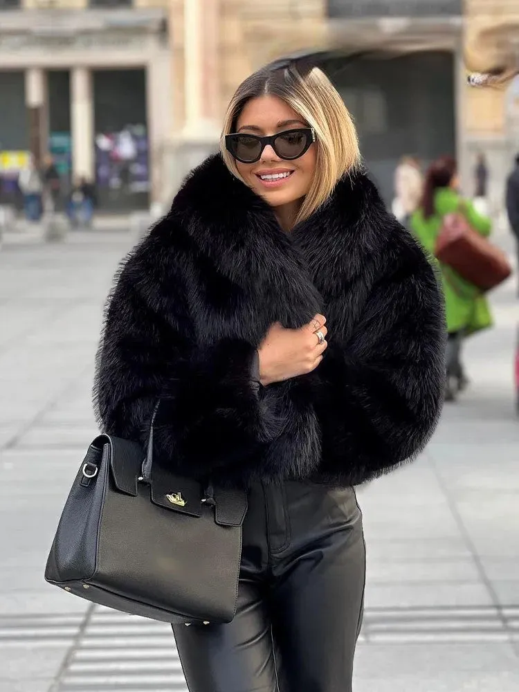 Artificial Fur Cropped Winter Coat