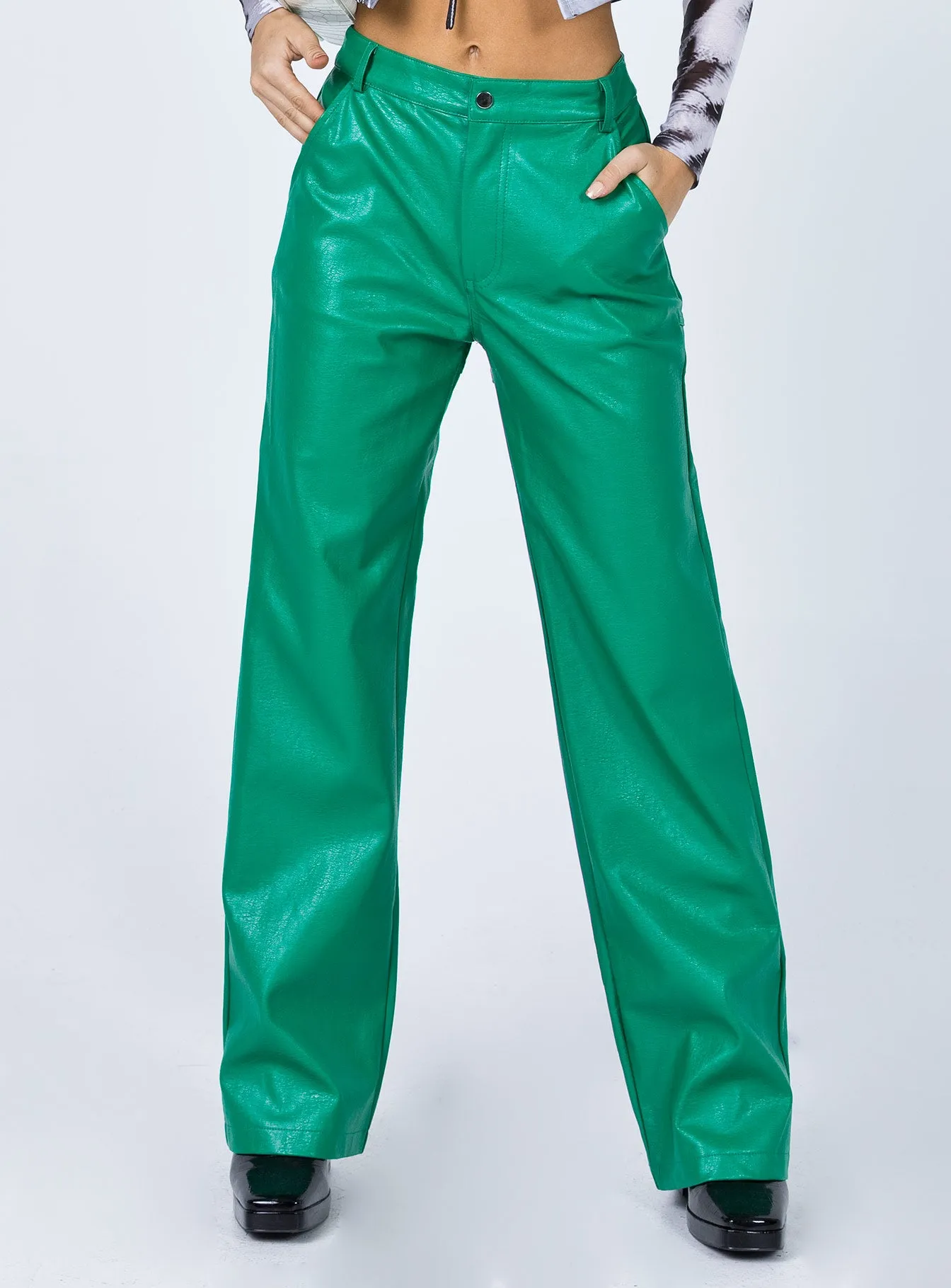 Ashlea PU Pants Green