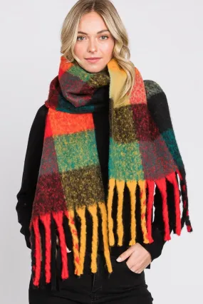 Autumn Plaid Fringed Scarf