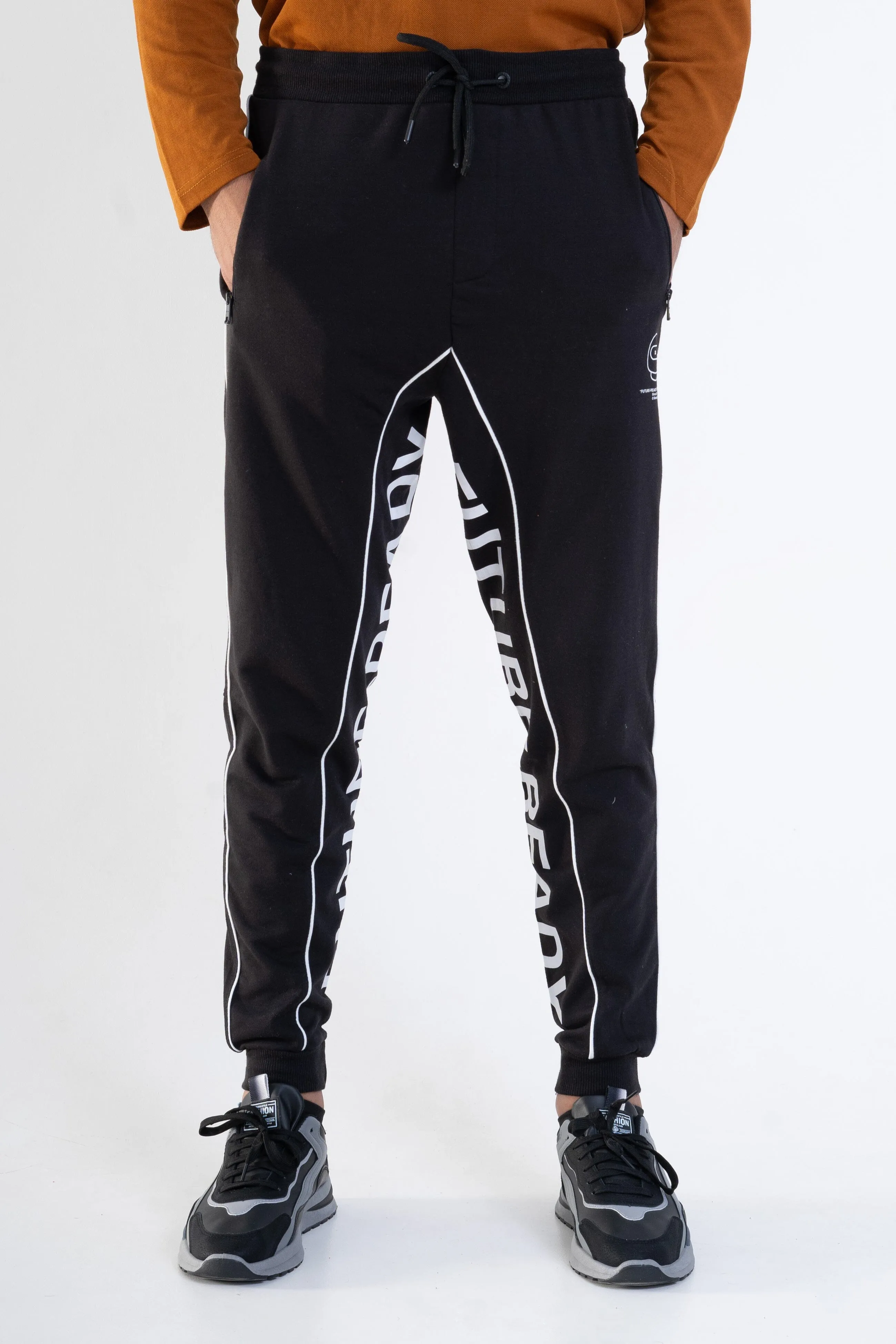 Bershka Men's Future Ready Printed Minor Fault Terry Jogger Pants