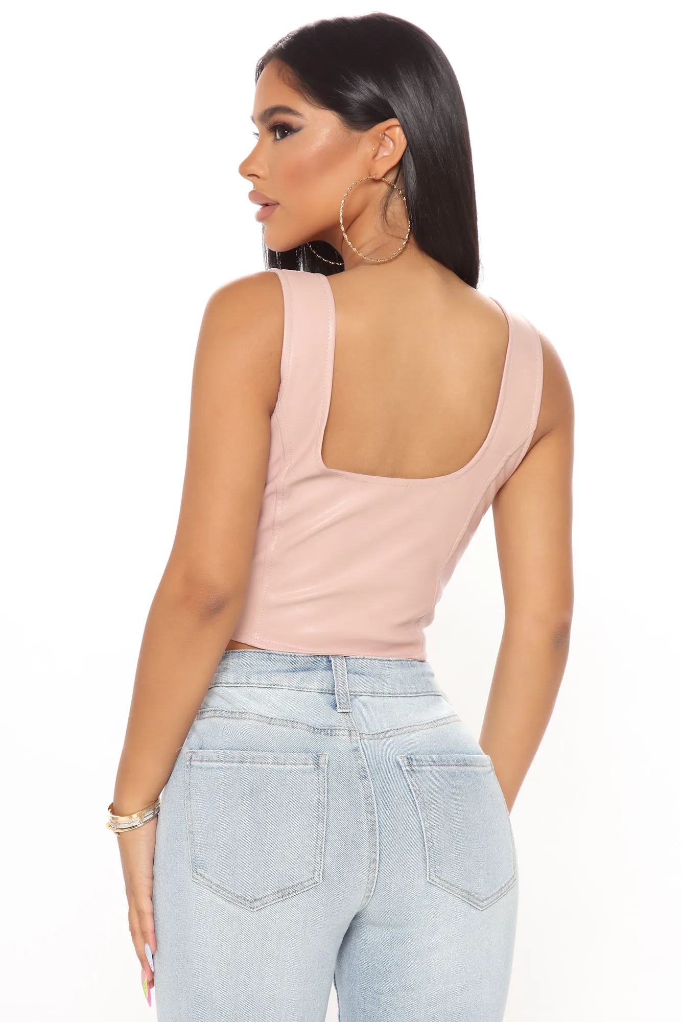 Bet Your Luck PU Corset Top - Blush