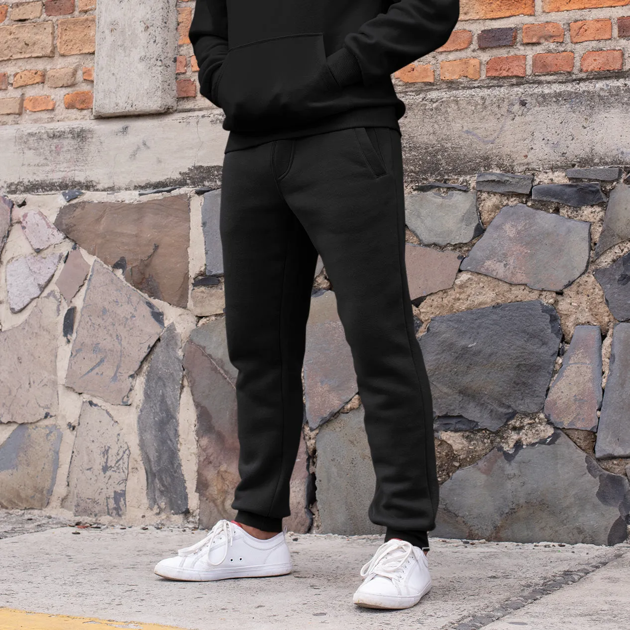 Black cotton joggers for Men