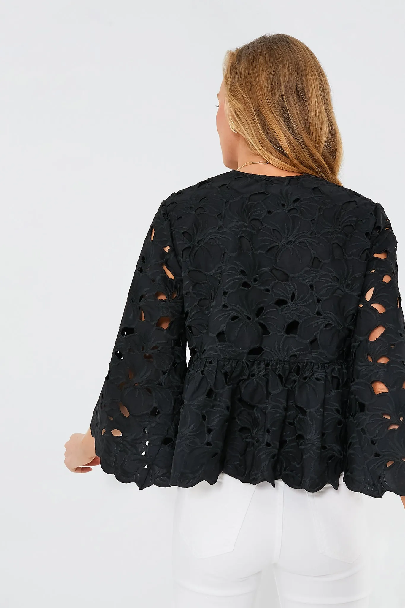 Black Floral Lace Sylvie Blouse