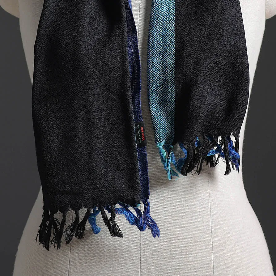 Black - Kumaun Handwoven Pure Merino Wool Scarf 236