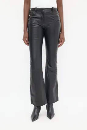 Black Leather Flared Trouser