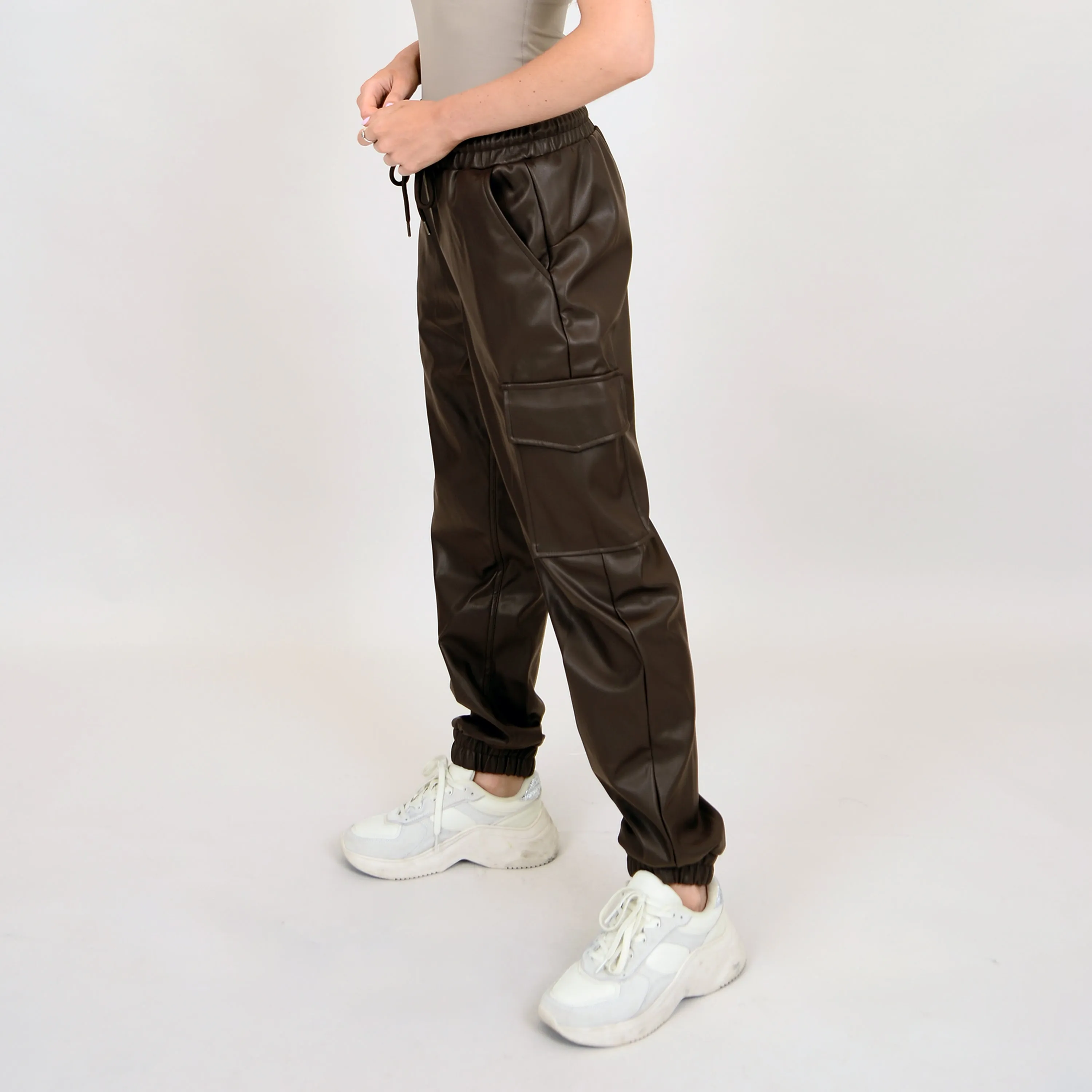 BLAIR VEGAN LEATHER PANT - DARK BROWN