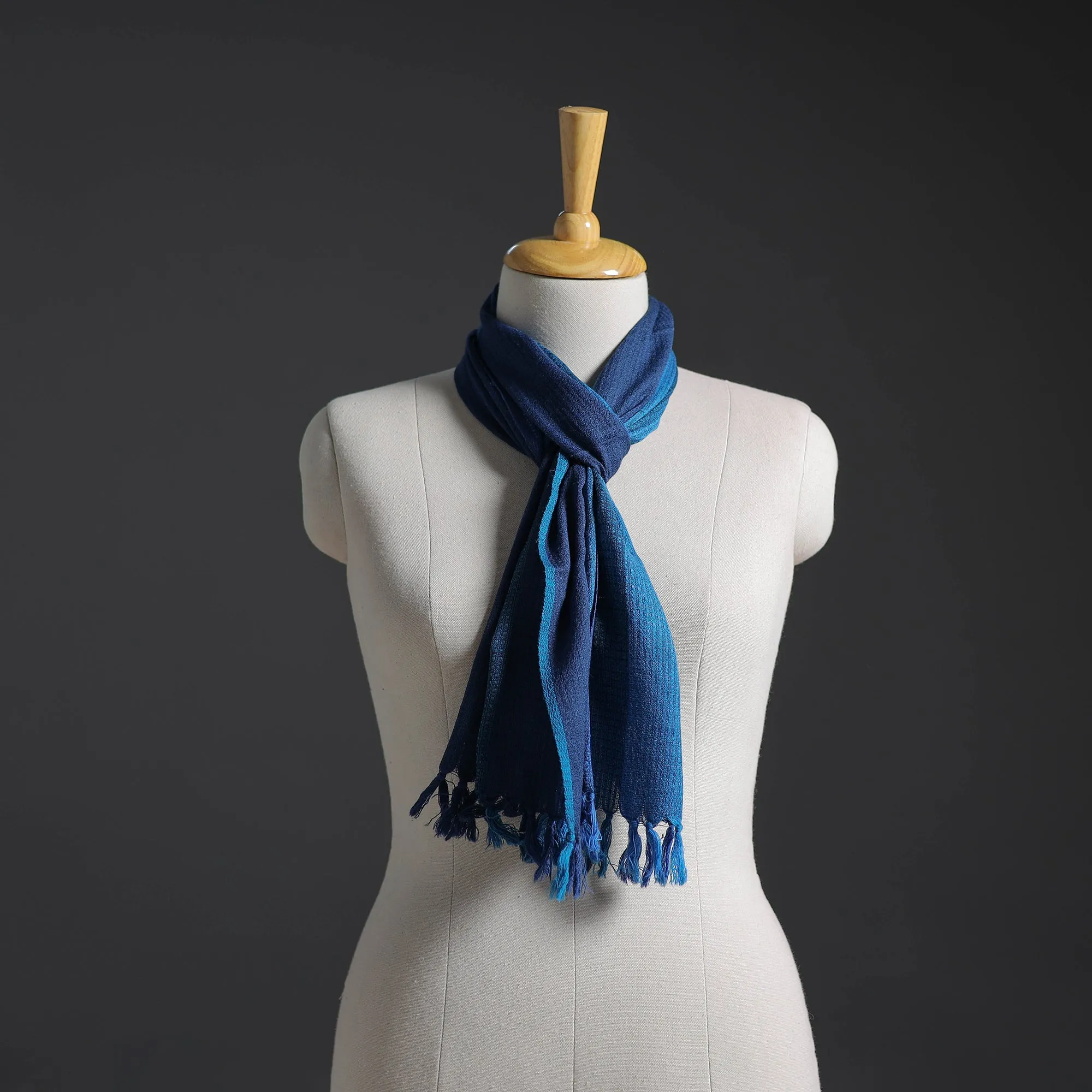 Blue - Kumaun Handwoven Pure Merino Wool Scarf 216