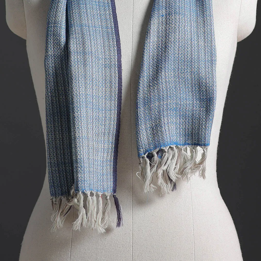 Blue - Kumaun Handwoven Pure Merino Wool Scarf 228