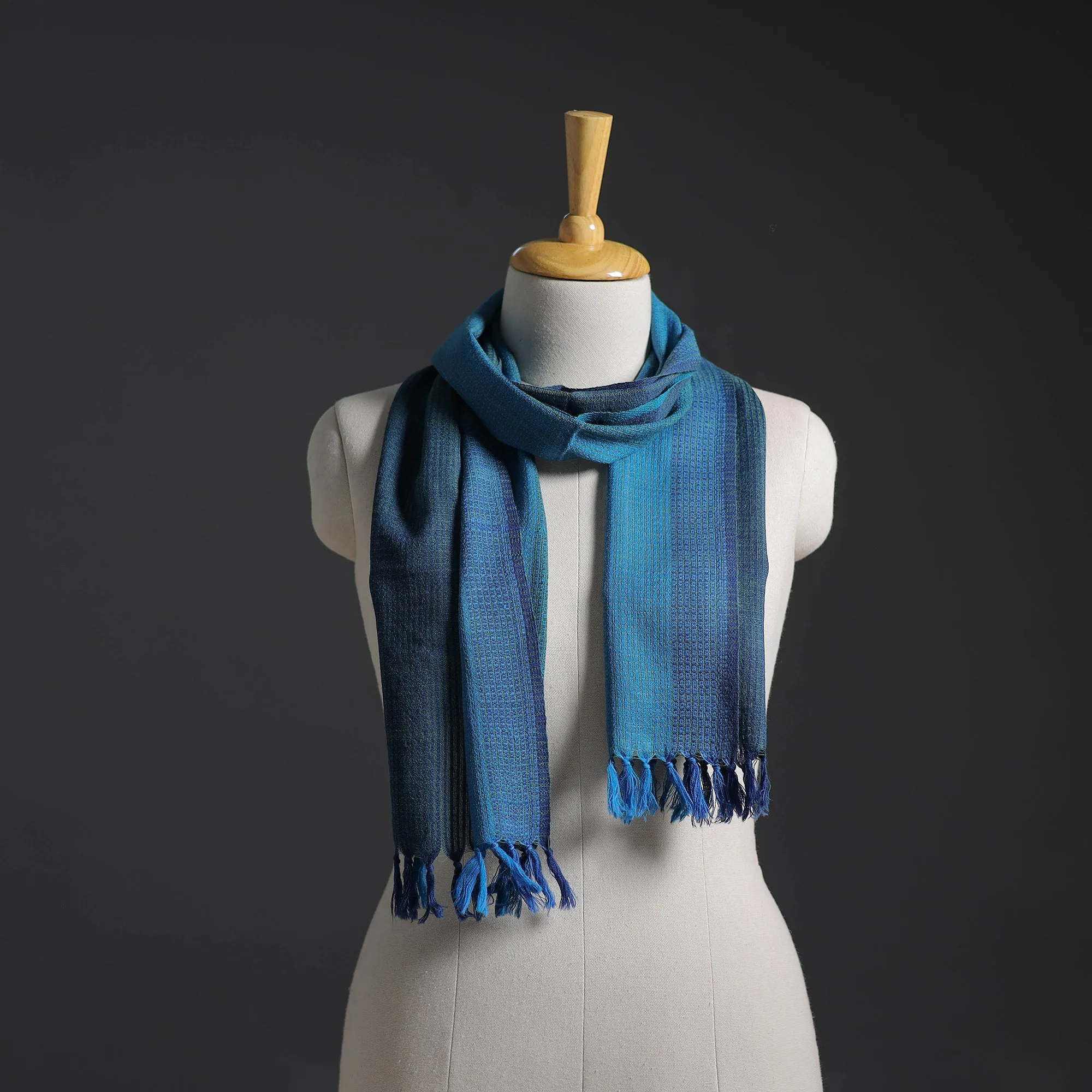 Blue - Kumaun Handwoven Pure Merino Wool Scarf 245