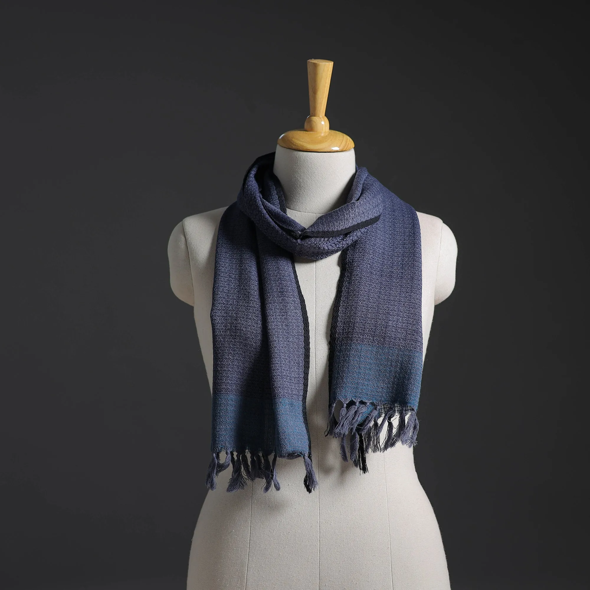 Blue - Kumaun Handwoven Pure Merino Wool Scarf 248