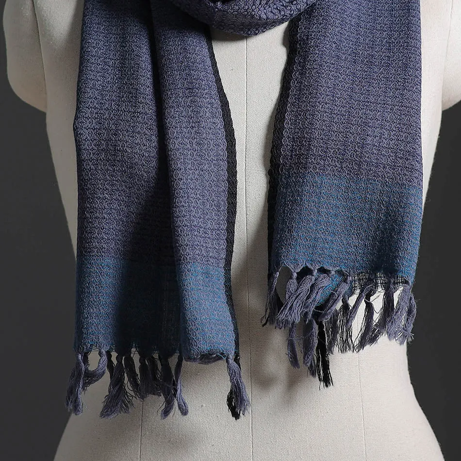 Blue - Kumaun Handwoven Pure Merino Wool Scarf 248