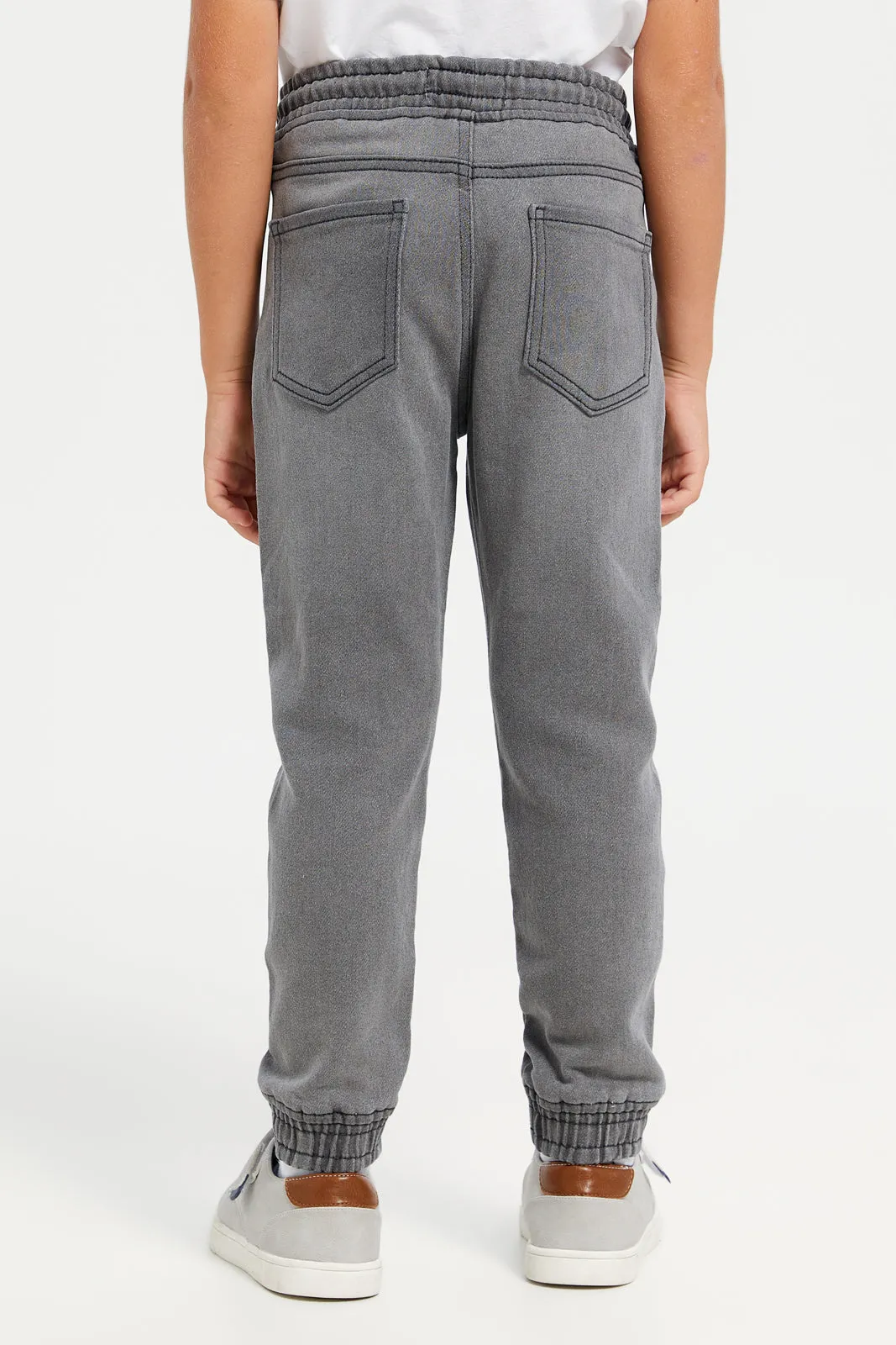 Boys Grey Denim Joggers