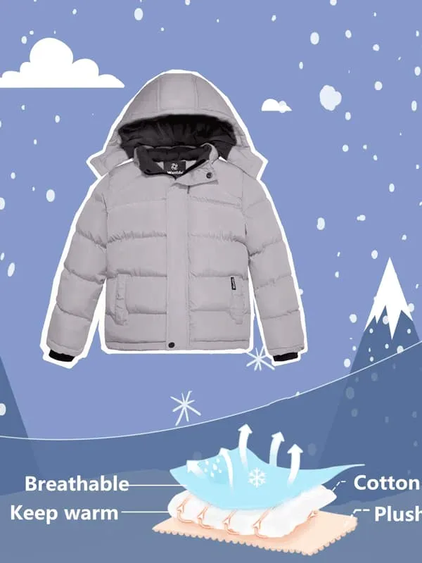 Boys Padded Winter Coat Thicken Warm Jacket With Detachable Hood