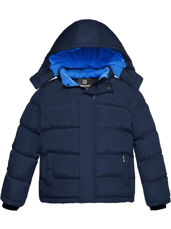 Boys Padded Winter Coat Thicken Warm Jacket With Detachable Hood