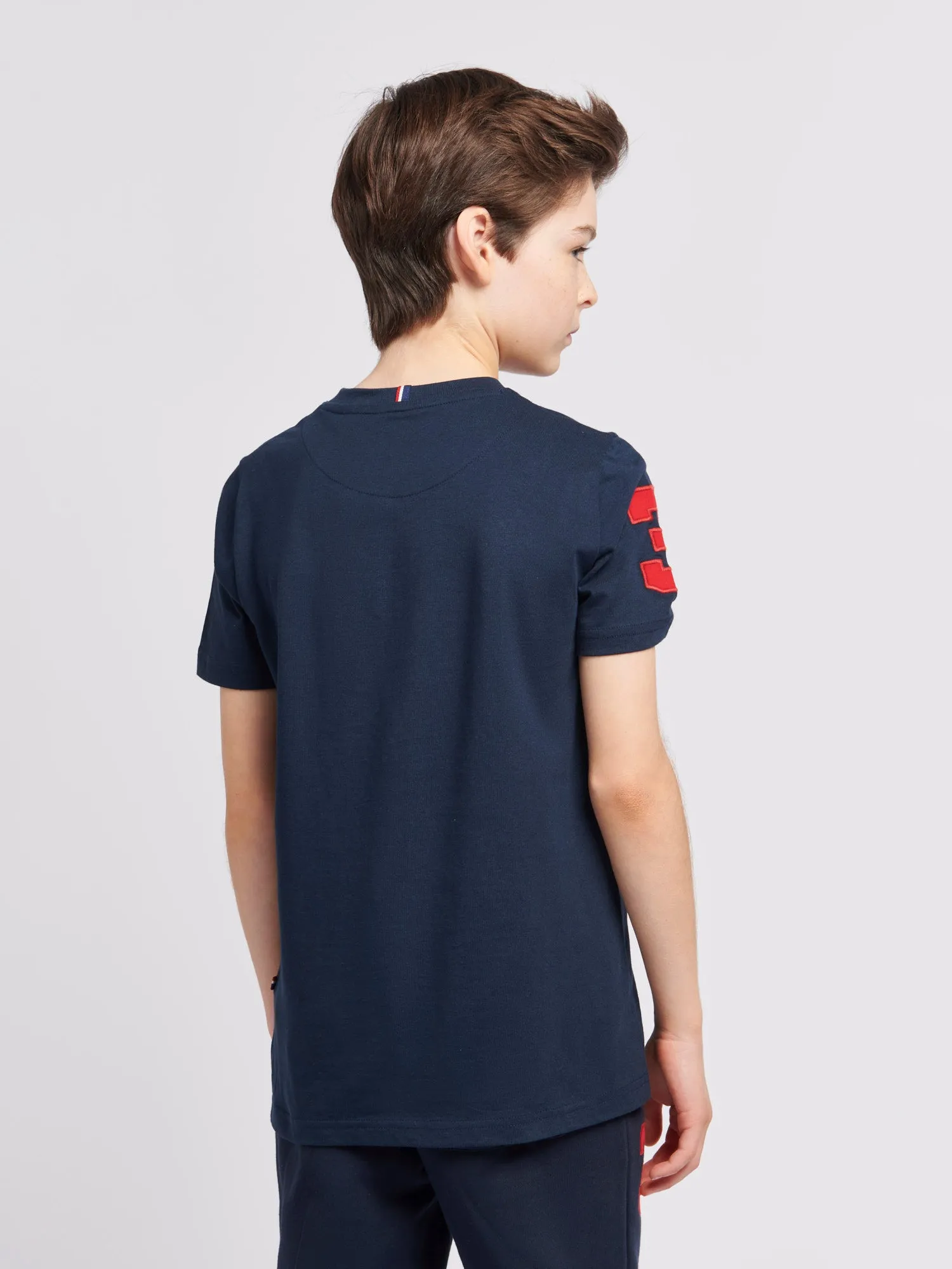 Boys Player 3 T-Shirt in Dark Sapphire Navy / Haute Red DHM