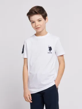 Boys Player 3 T-Shirt in White / Dark Sapphire Navy DHM