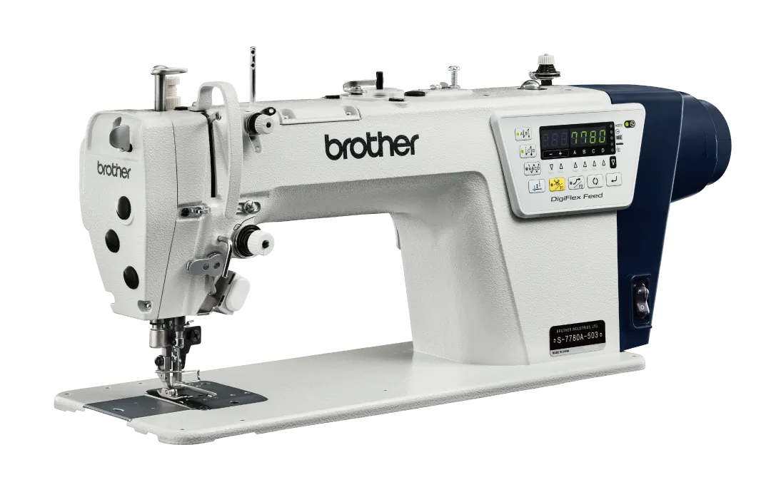 BROTHER S-7780A Single Needle Direct Drive Lock Stitcher with Side Cutter, Electronic Feeding System and Thread Trimmer Complete Set With Table , Stand and Castor Wheels S-7780A-503  ; 1/4 inch