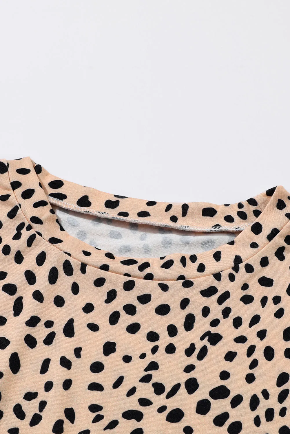 Brown Casual Crew Neck Long Sleeve Leopard Print Dress