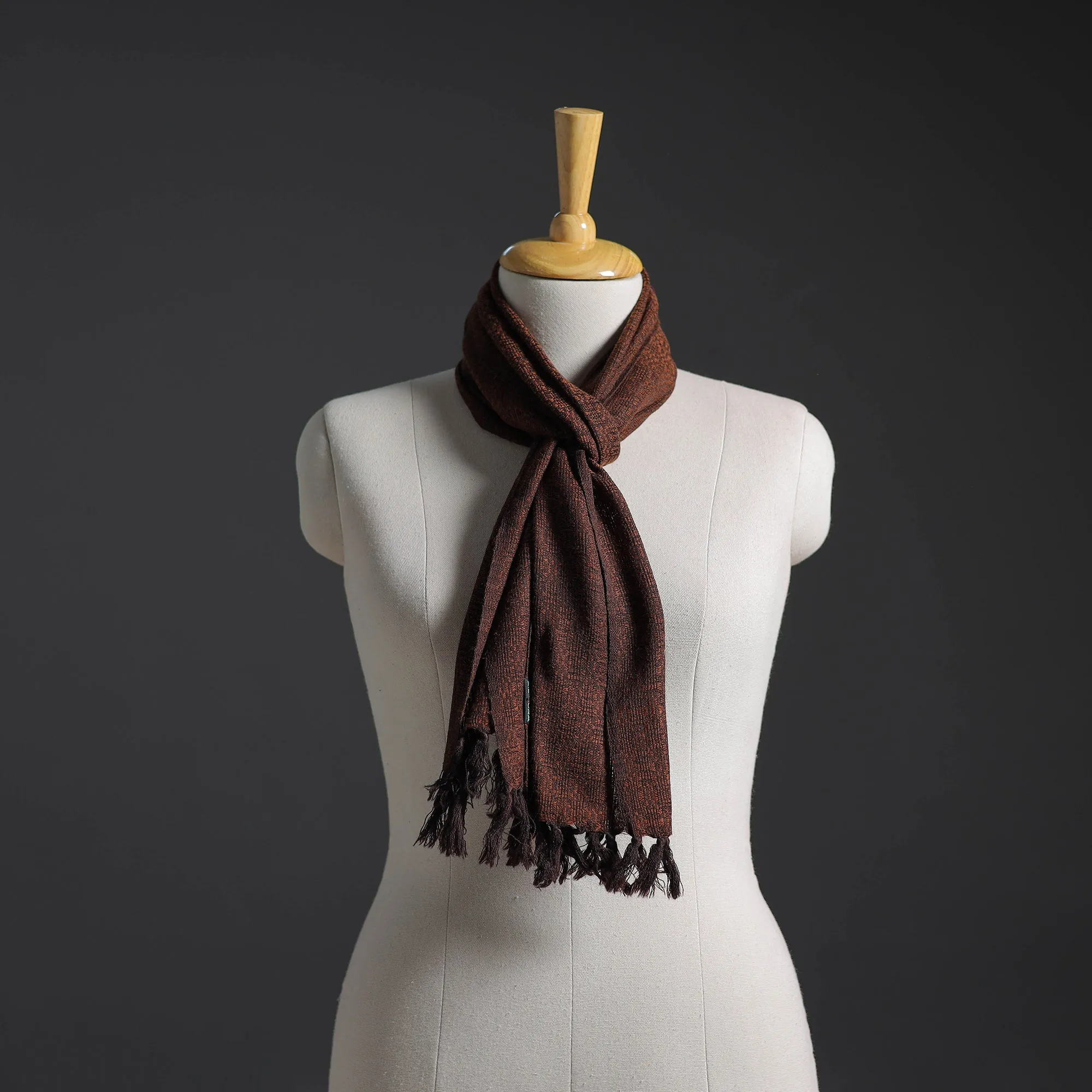 Brown - Kumaun Handwoven Pure Merino Wool Scarf 223